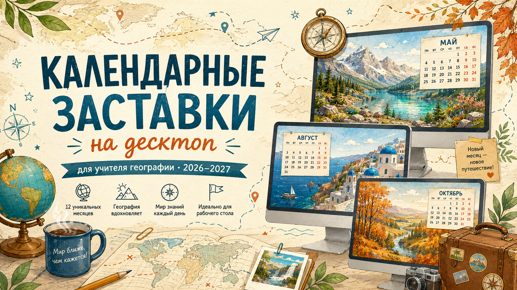 «Географический год учителя»: календарные заставки на 2026–2027 учебный год